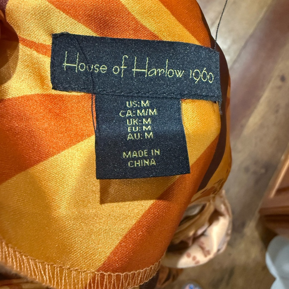 House of Harlow 1960 Vibrant Orange and Brown Midi Dress - Picture 3 of 3